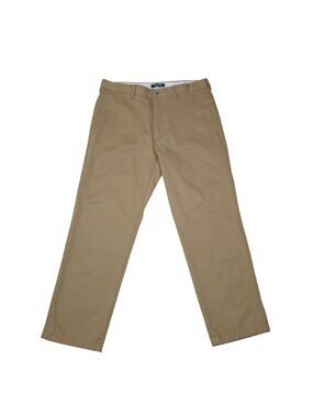 Lands End Mens Tailored Fit Khaki No Iron Chino Pants Size 32 Beige Like New